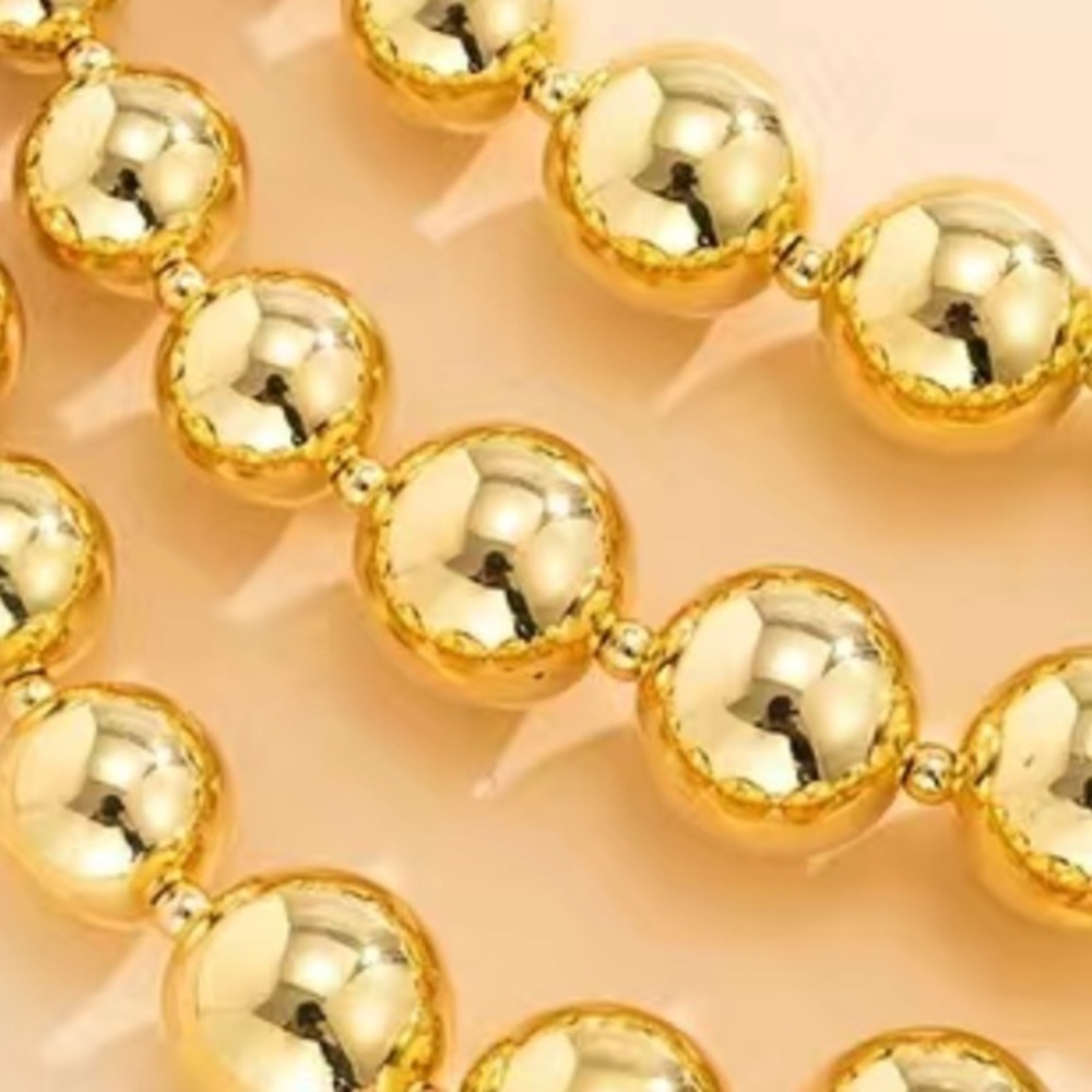 Three Strand Gold Beaded Necklace - Picture 6 of 6